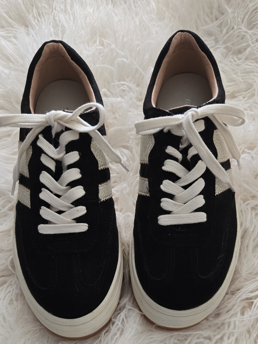 Madden Girl Black and White Suede Lace-Up Sneakers